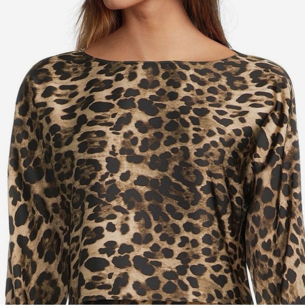 Dolce and Gabbana silk Leopard Print Boatneck Women’s Top - Black & Brown